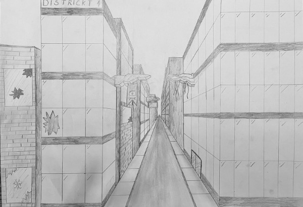 Straßen in Zentralperspektive – Kunst Jg 9